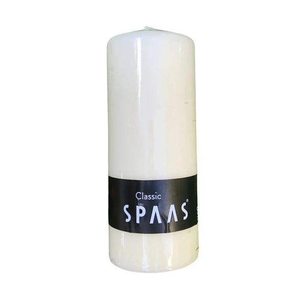 Spaas Ivory Classic Pillar Candle | 70 Hour Burn Time, Glossy Finish
