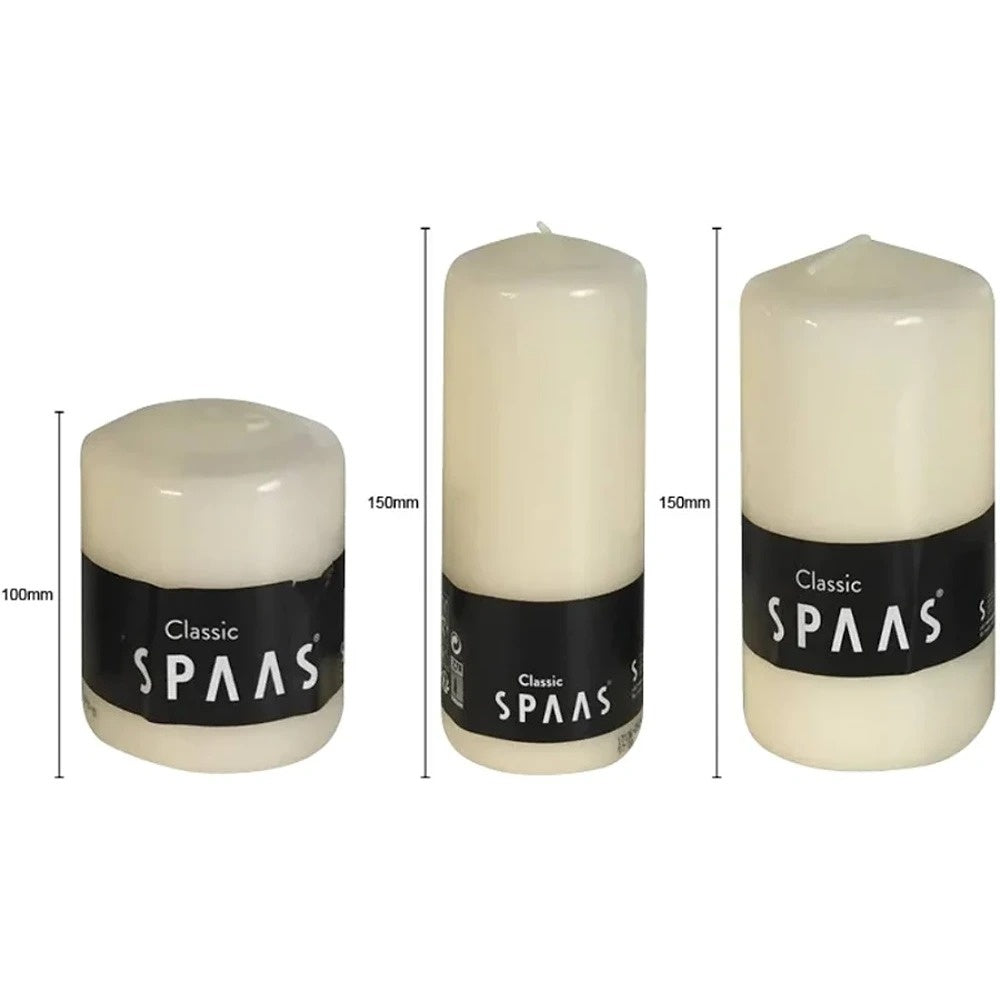 Spaas Ivory Pillar Candle - 70 Hour Burn Time - Glossy Finish