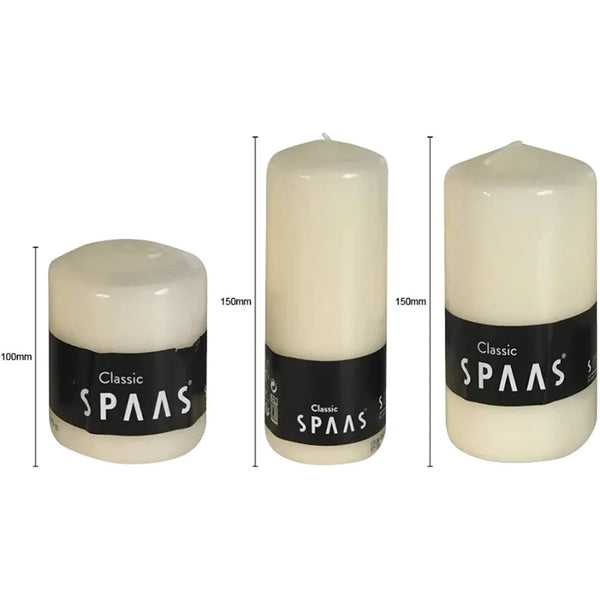Spaas Ivory Pillar Candle - 70 Hour Burn Time - Glossy Finish