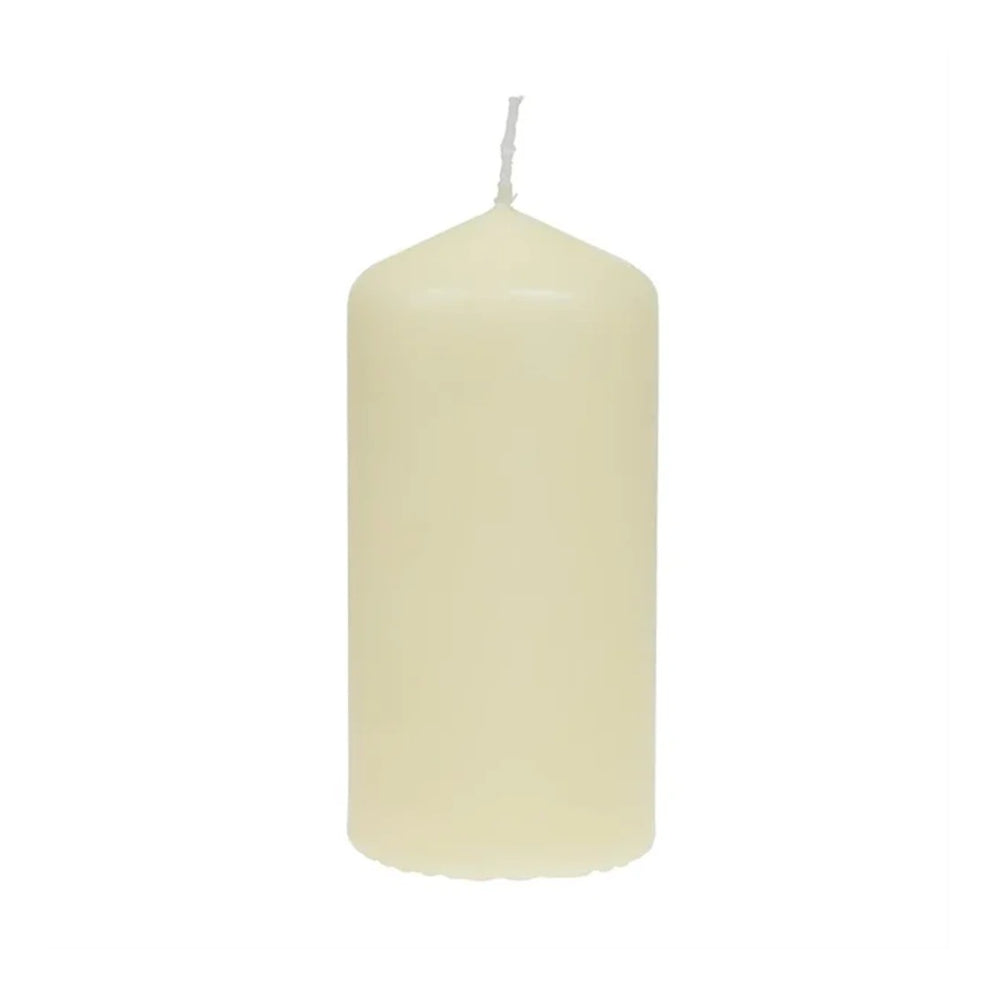 Spaas Ivory Glossy Pillar Candle | Single Wick, 40 Hour Burn Time
