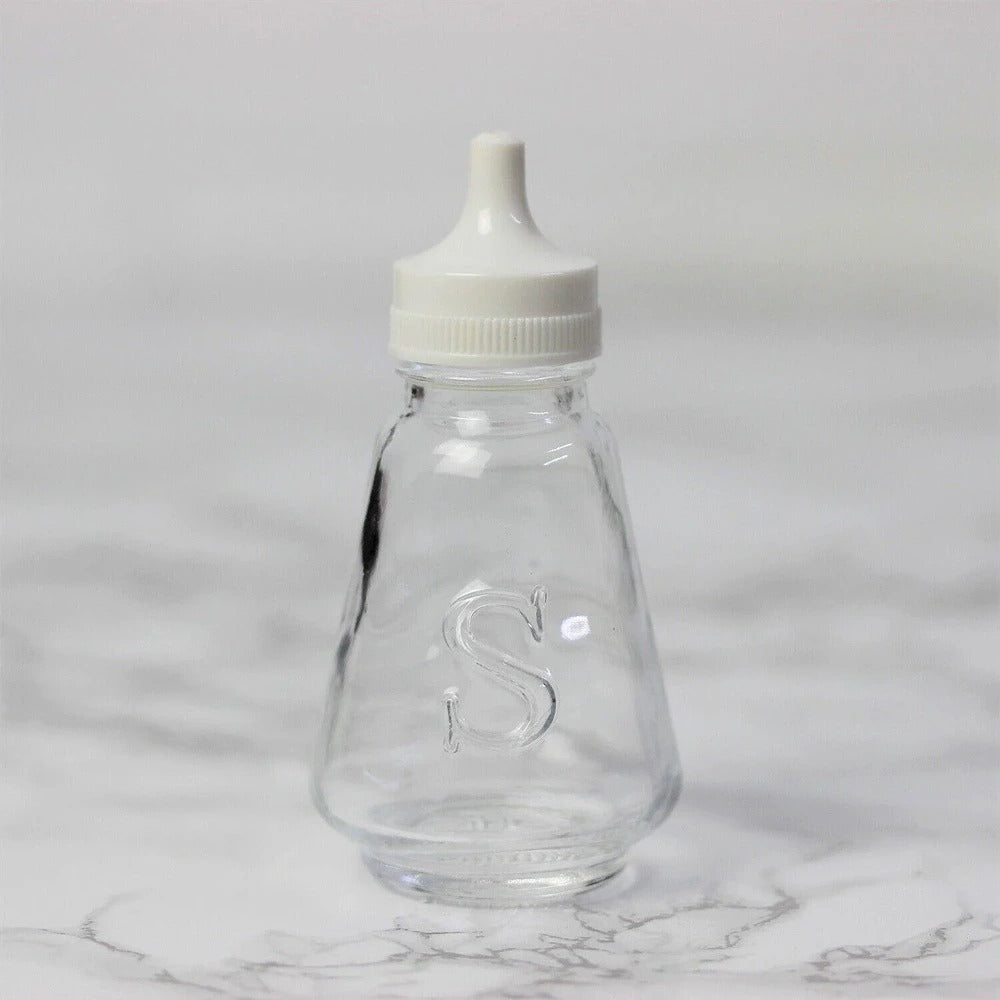 Essentials Clear Glass Salt Pot Dispenser | White Screw-Top Cap