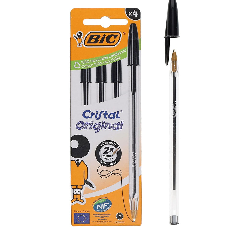 Bic Cristal Original Ballpoint Pens - Black - 4 Pack