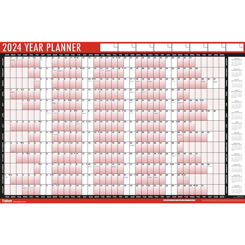 Tallon Full Year Red &amp; Black Wallpaper Calendar