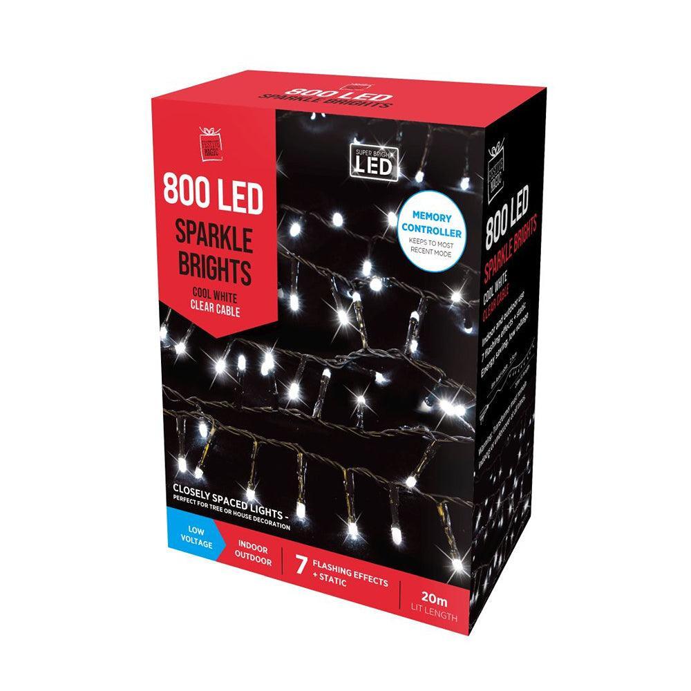 800 Cool White LED Sparkle Brights Christmas Lights | 8 Function Mode | 20 m - Choice Stores