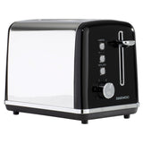 Daewoo Kensington Two Slice Toaster | Black and Chrome, Reheat, Defrost