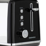 Daewoo Kensington Two Slice Toaster | Black and Chrome, Reheat, Defrost