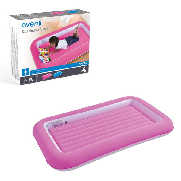 Avenli Pink Flocked Kids Airbed | Single 