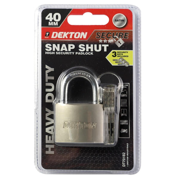 Dekton 40mm Satin Finish Padlock With 3 Security Keys