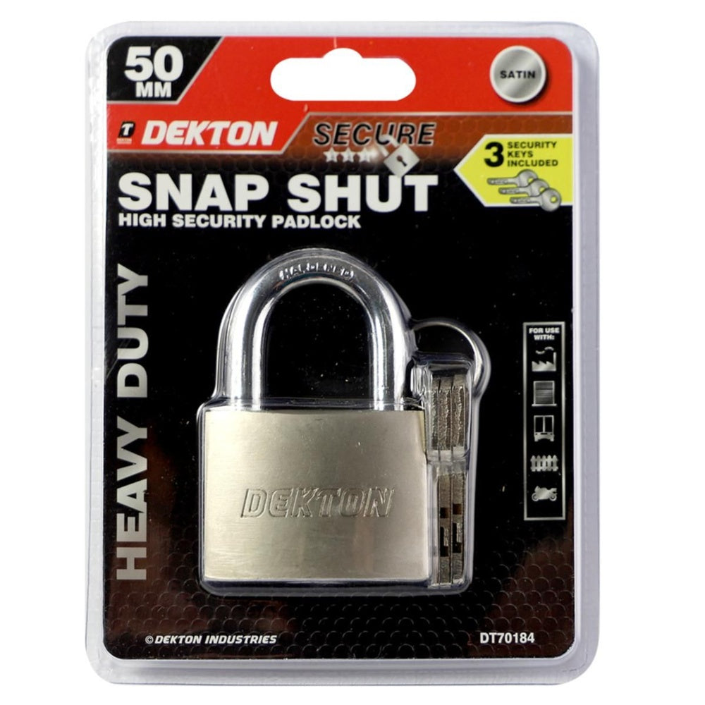 Dekton Satin Finish Padlock - 50mm - 3 Keys