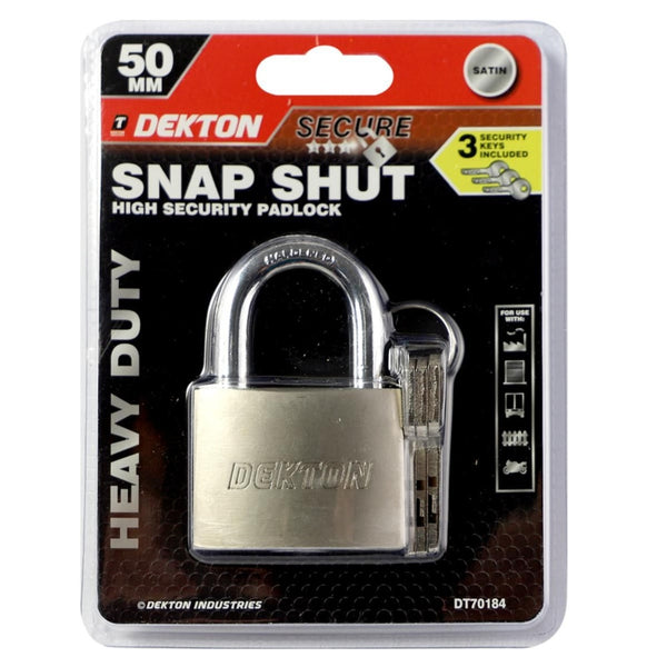 Dekton Satin Finish Padlock - 50mm - 3 Keys