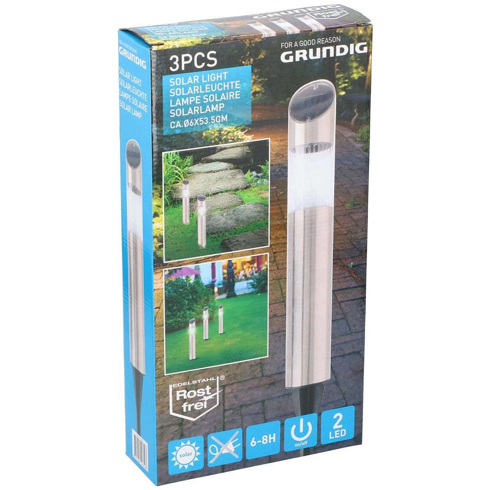 Grundig Stainless Steel Solar Lamps | Set of 3 - Choice Stores