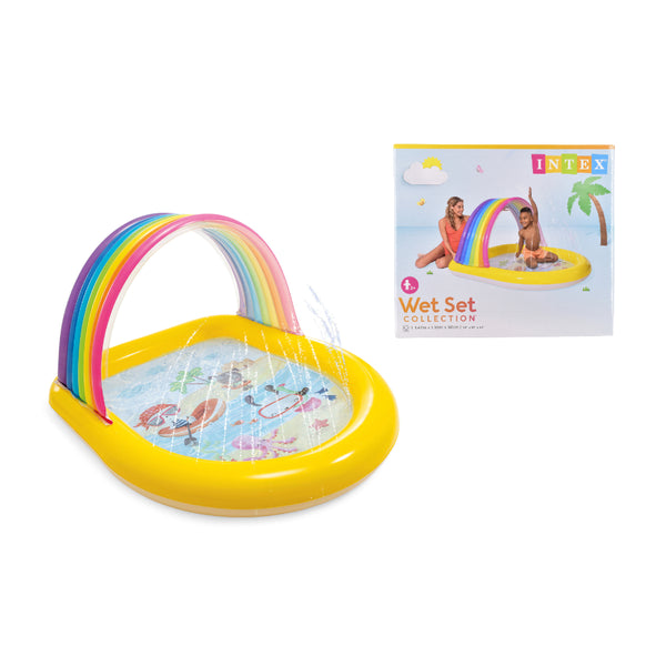 Rainbow Spray Inflatable Splash Pool - 1.47 m x 1.30 m x 86 cm, Age 2+
