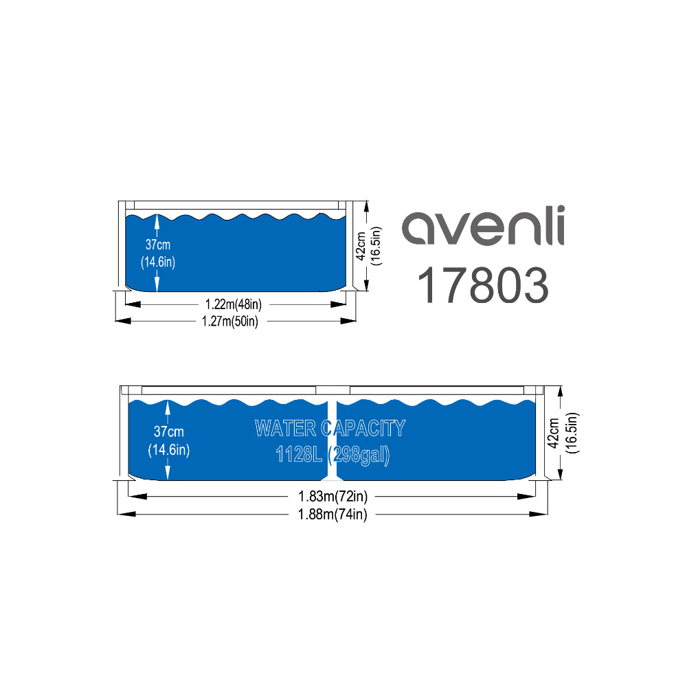 Avenli Blue Rectangular Frame Garden Pool | 188cm