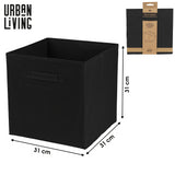 Urban Living Durable Fabric Storage Box | Black | 31 x 31cm