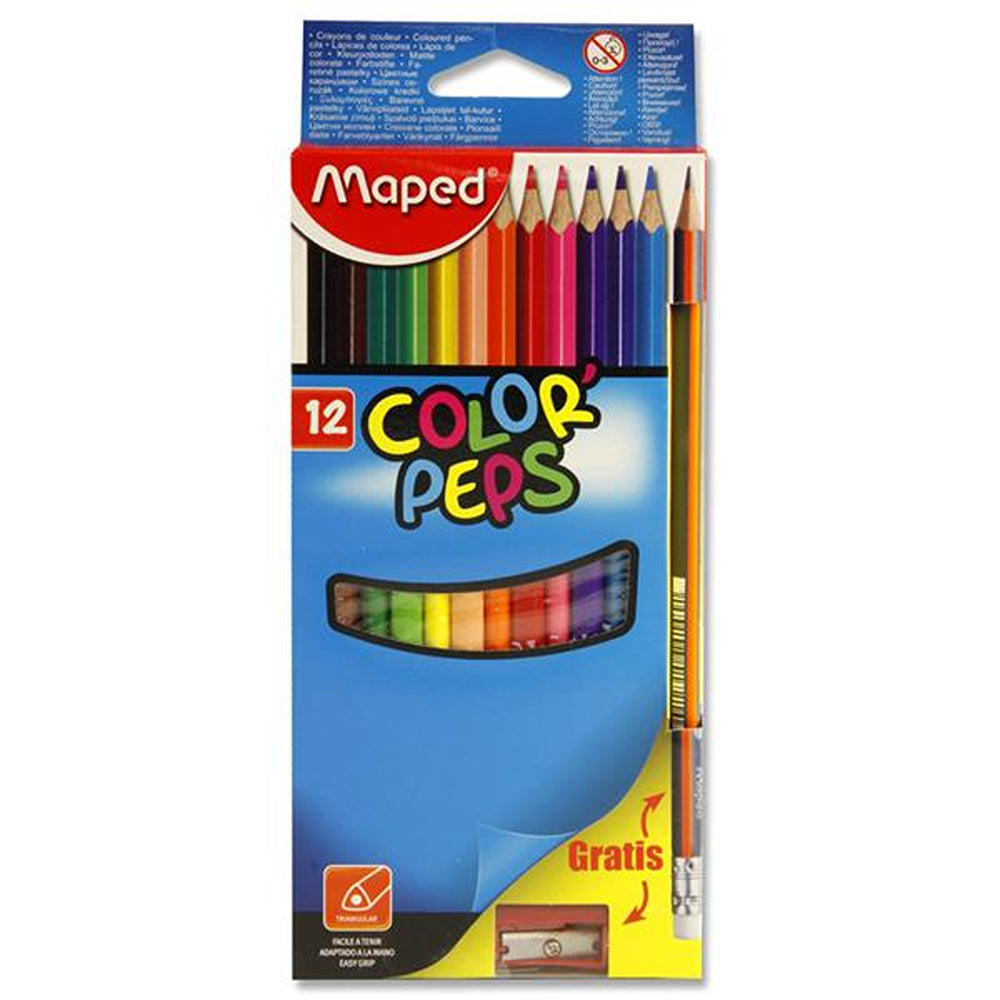 Maped Color Peps Triangular Colouring Pencils with Pencil &amp; Free Sharpener