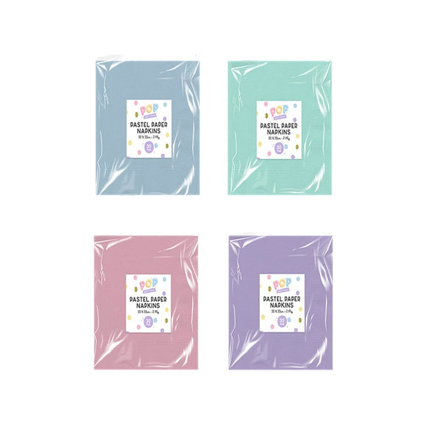 Pastel Disposable Paper Napkins | Assorted Colours, 2 Ply, Pack of 30