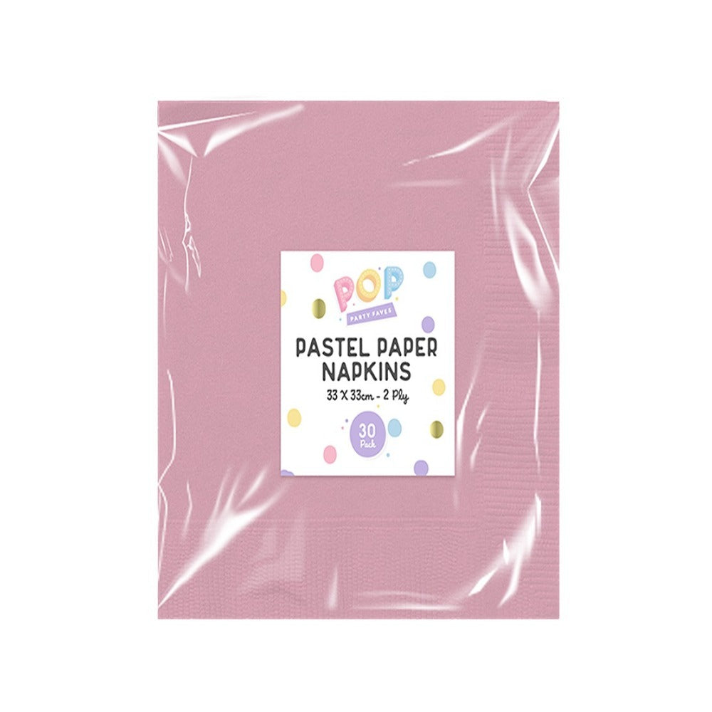 Pastel Disposable Paper Napkins | Assorted Colours, 2 Ply, Pack of 30