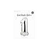 Metallic Silver Foil Number Balloon | 65cm, Assorted Numbers 0–9