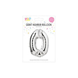 Metallic Silver Foil Number Balloon | 65cm, Assorted Numbers 0–9