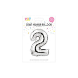 Metallic Silver Foil Number Balloon | 65cm, Assorted Numbers 0–9