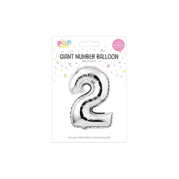 Metallic Silver Foil Number Balloon | 65cm, Assorted Numbers 0–9