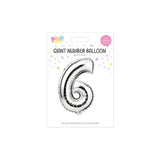 Metallic Silver Foil Number Balloon | 65cm, Assorted Numbers 0–9