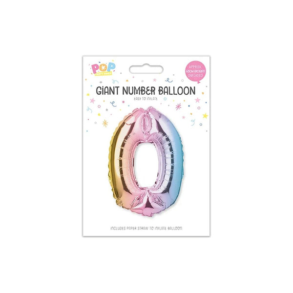 Giant Multicoloured Iridescent Foil Number Balloon | Assorted 0–9