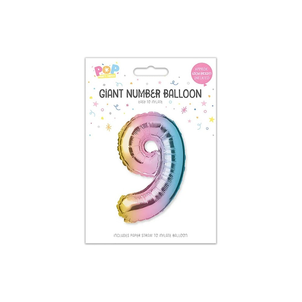 Giant Multicoloured Iridescent Foil Number Balloon | Assorted 0–9