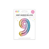 Giant Multicoloured Iridescent Foil Number Balloon | Assorted 0–9