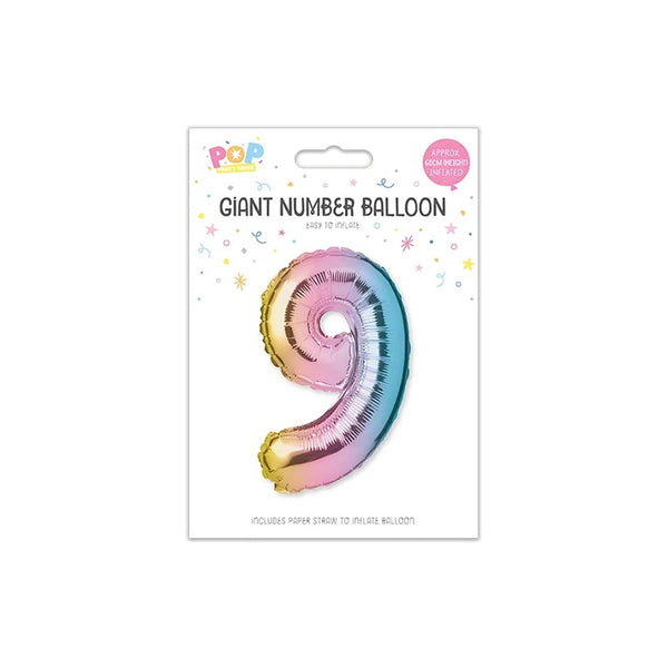 Giant Multicoloured Iridescent Foil Number Balloon | Assorted 0–9