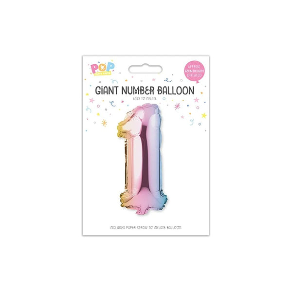 Giant Multicoloured Iridescent Foil Number Balloon | Assorted 0–9