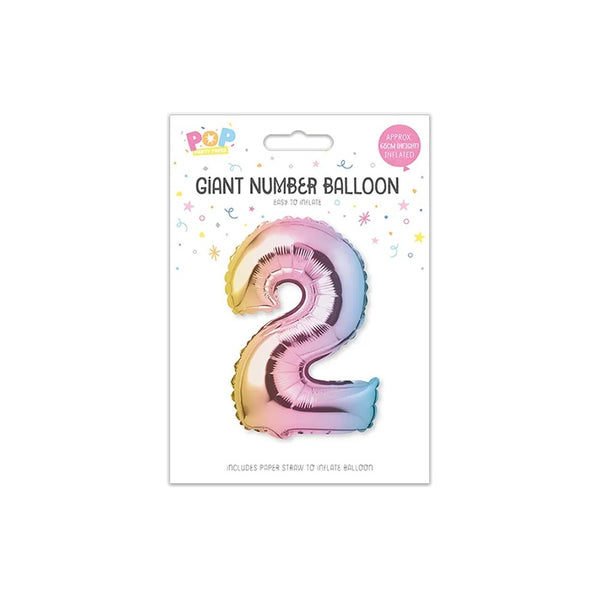 Giant Multicoloured Iridescent Foil Number Balloon | Assorted 0–9