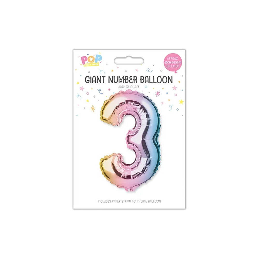 Giant Multicoloured Iridescent Foil Number Balloon | Assorted 0–9