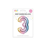 Giant Multicoloured Iridescent Foil Number Balloon | Assorted 0–9