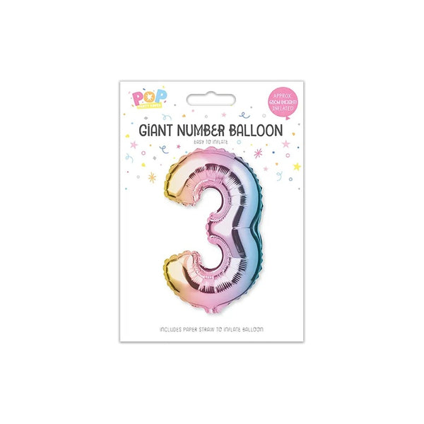 Giant Multicoloured Iridescent Foil Number Balloon | Assorted 0–9