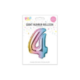 Giant Multicoloured Iridescent Foil Number Balloon | Assorted 0–9