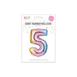Giant Multicoloured Iridescent Foil Number Balloon | Assorted 0–9