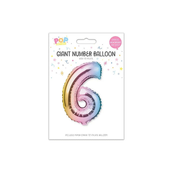 Giant Multicoloured Iridescent Foil Number Balloon | Assorted 0–9