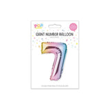 Giant Multicoloured Iridescent Foil Number Balloon | Assorted 0–9