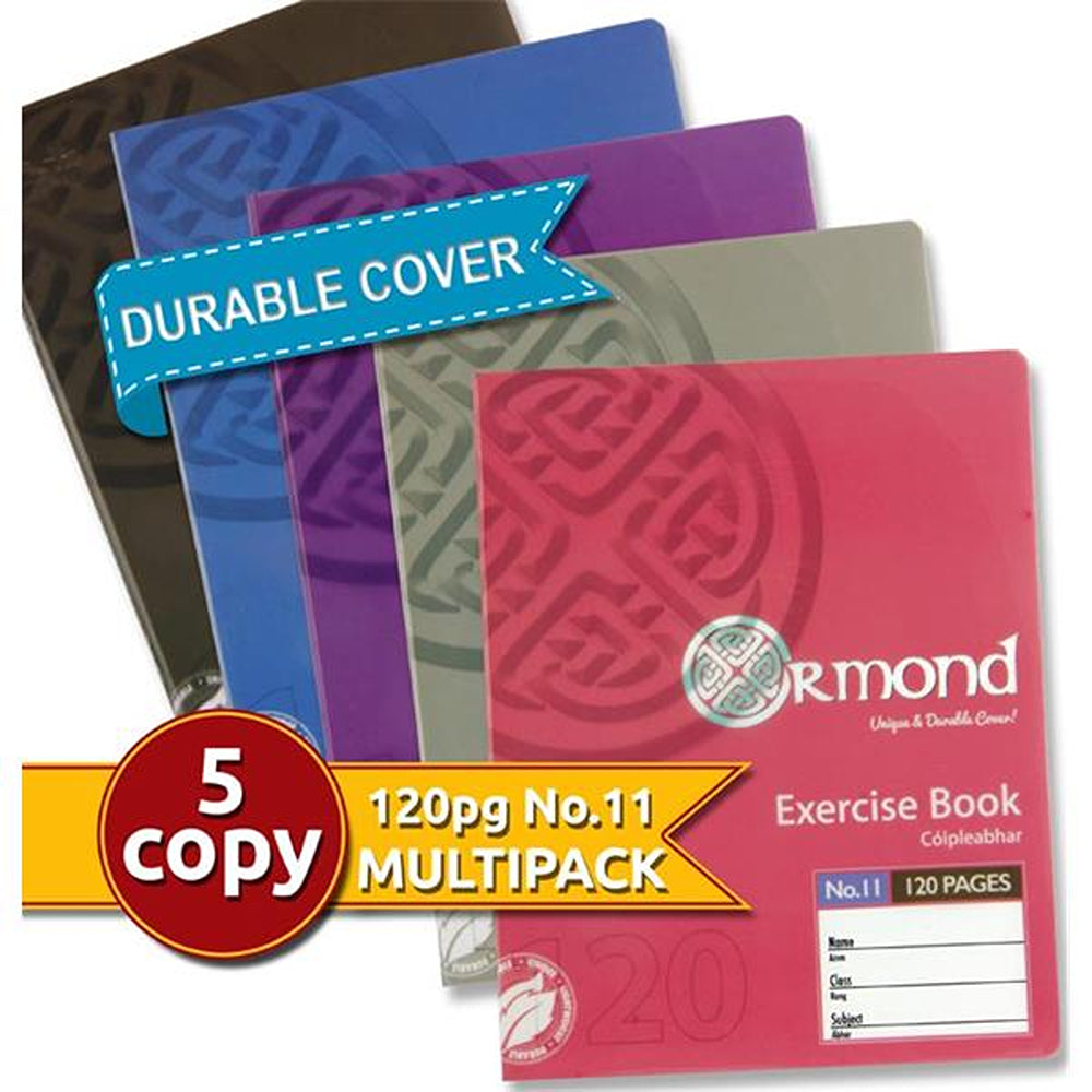 Ormond No.11 Exercise Copy Books | 120 Page | Pack of 5 | Girls