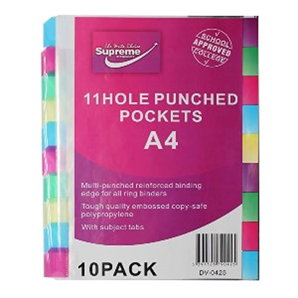 Supreme Polypockets A4 Colour Tab | Durable Polypropylene Document Protection | 10 Pack