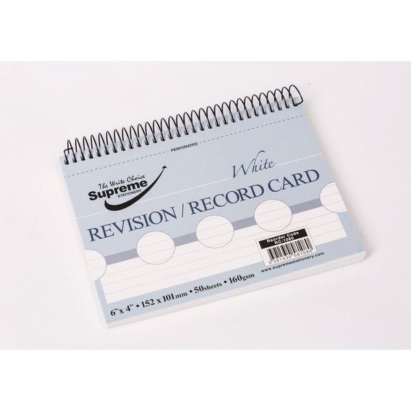 Supreme Stationery White Revision/Record Card | 6" x 4", 160gsm, 50 Sheets