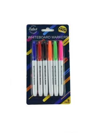 Supreme Slim Whiteboard Markers - Pack of 6, Assorted Colours