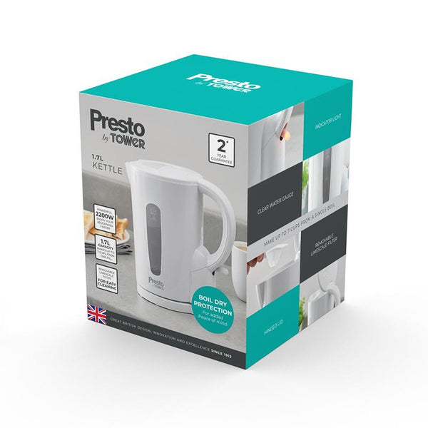 Presto by Tower Electric Kettle White | 2000w | 1.7ltr
