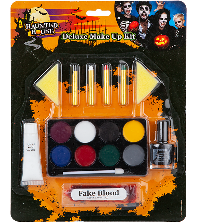 Luxury Family Halloween Face Paint and Make-Up Kit - 8 Colours, Fake Blood