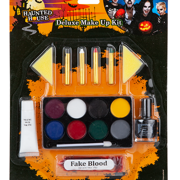 Luxury Family Halloween Face Paint and Make-Up Kit - 8 Colours, Fake Blood