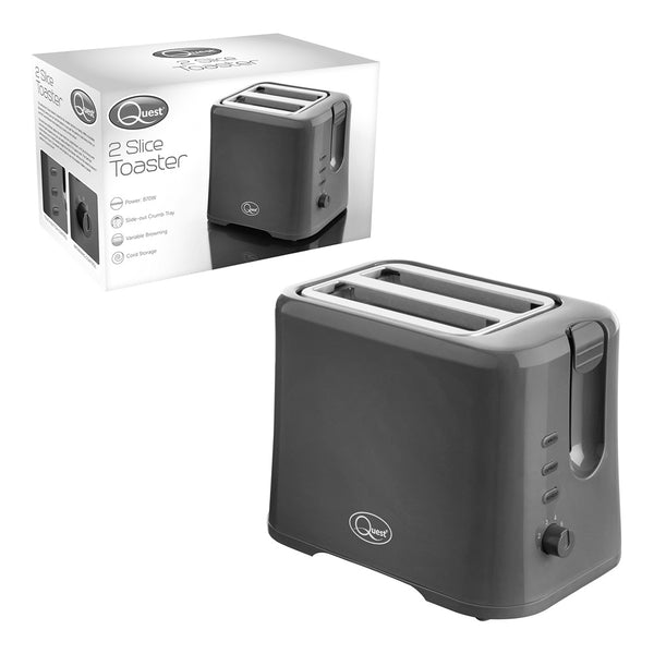 Quest 2 Slice Grey Toaster | 870W, Variable Browning, Defrost, Reheat