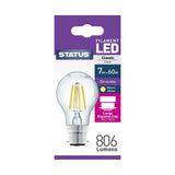 Status 7W LED GLS Bulb | Clear, Warm White, Dimmable, BC/B22 Cap
