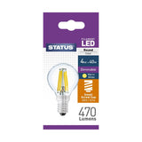 Status 4.5W 40W 470 LED Round SES Bulb | Dimmable, Warm White Light
