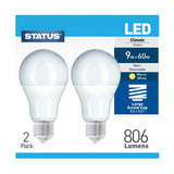 Status Energy-Efficient LED A60 GLS Bulbs | 9W, Warm White | Pack of 2